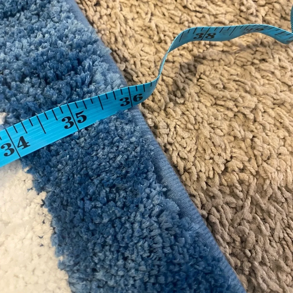 Blue and white strip bath mat non slip thick and soft